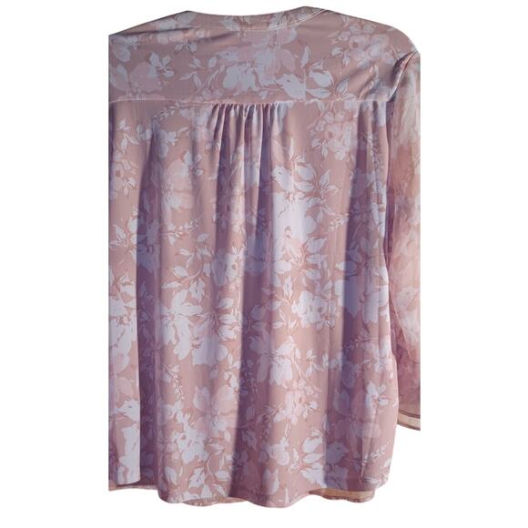 Charter Club Pale Pink Pin Tuck Peasant Blouse with Sheer Bell Sleeves Womens PL - Picture 5 of 8